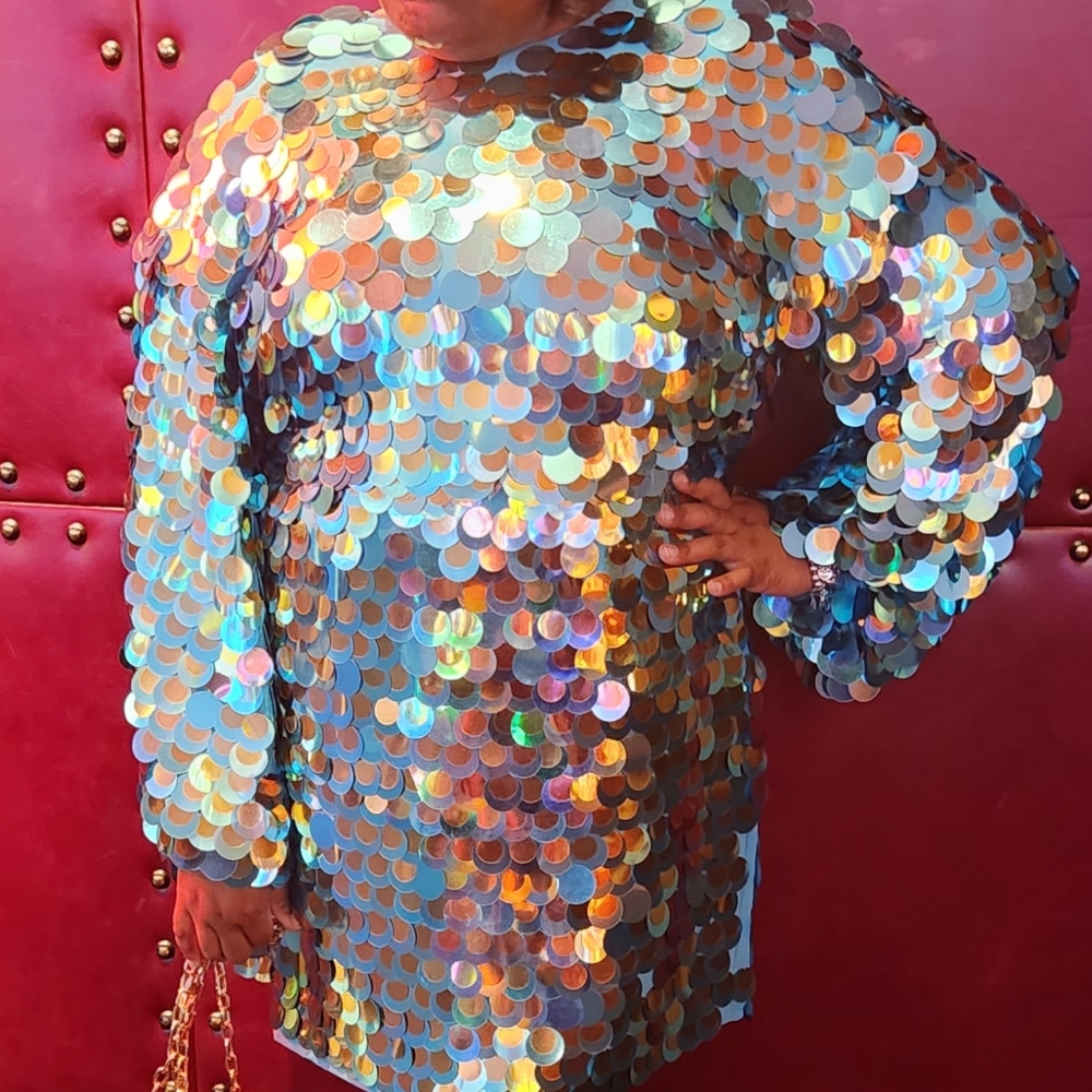 Sequin Dress with Gold Accents